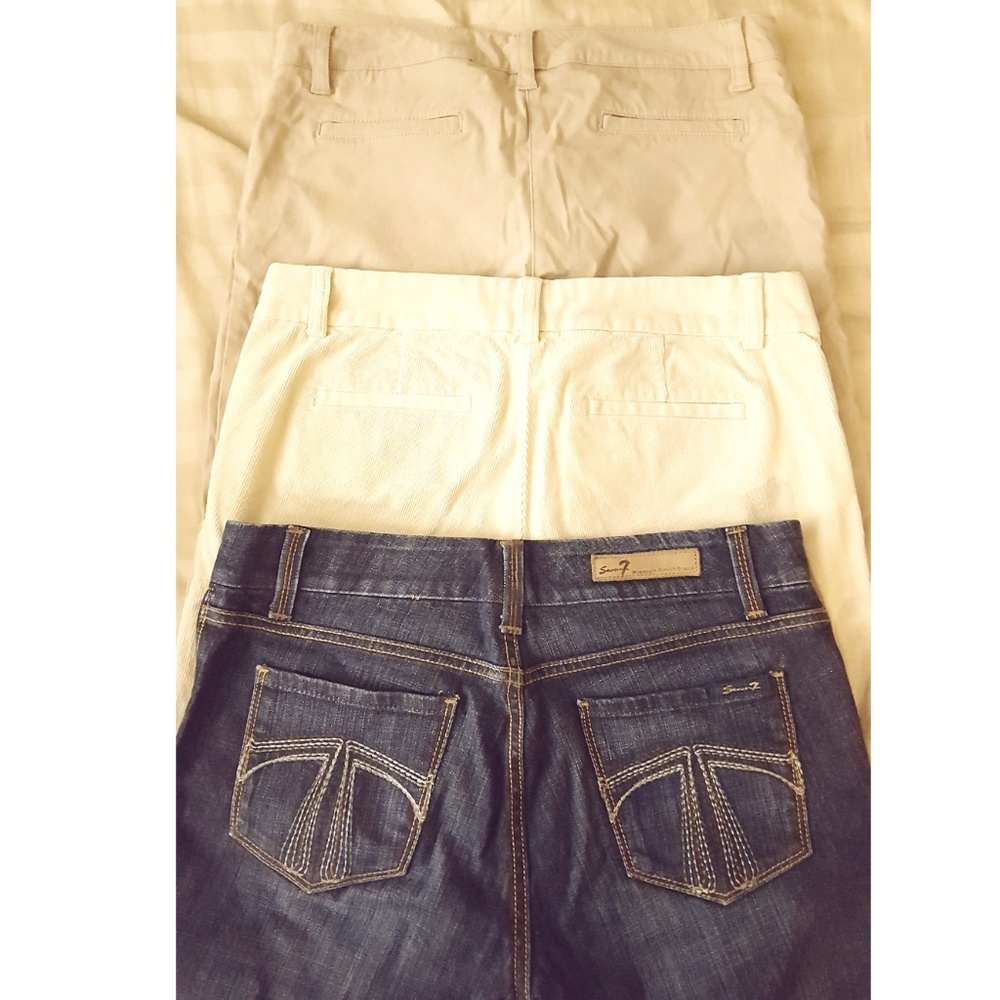 J crew, zac and Rachel pants and Seven7 jeans